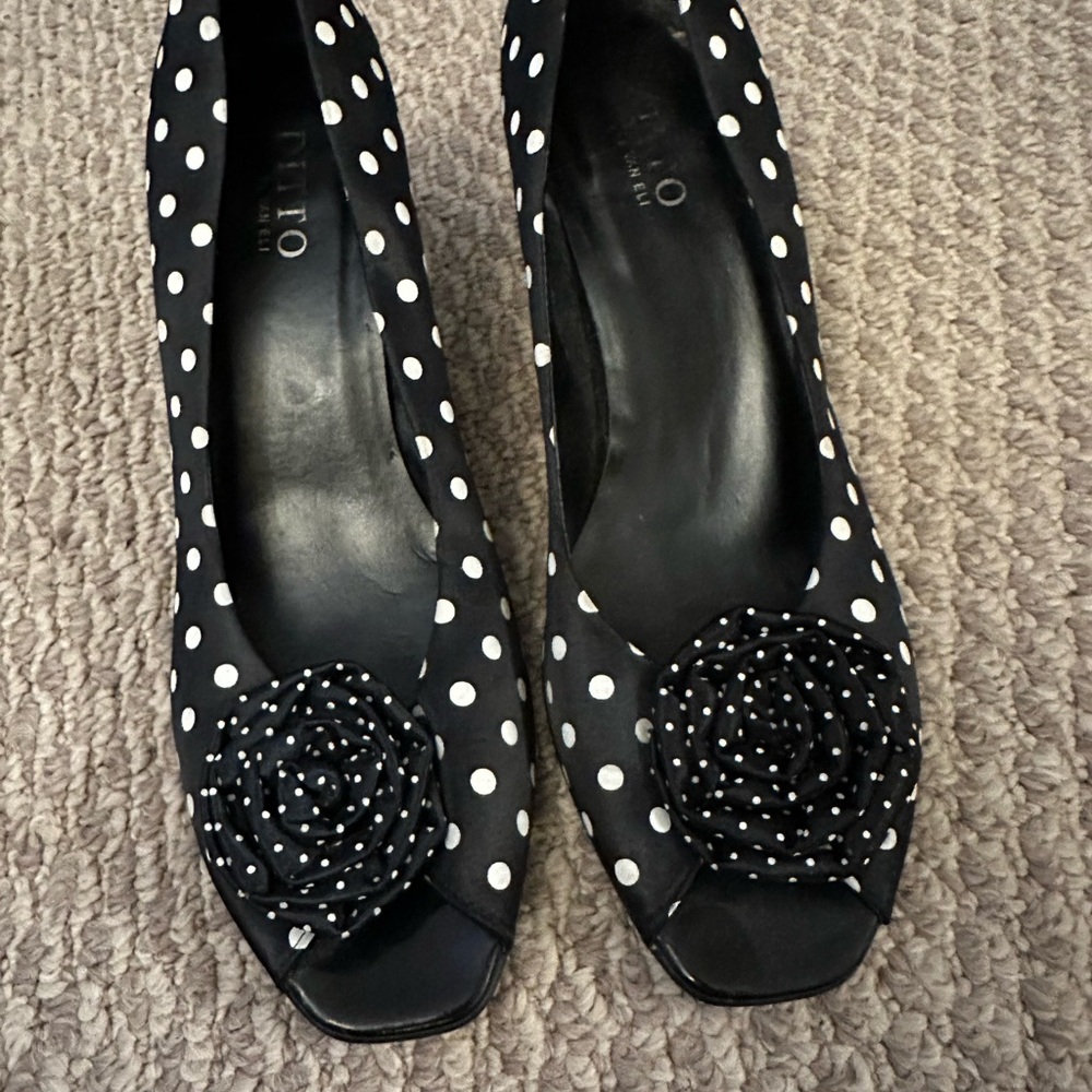 Van Eli Black and White Polka Dot Heels